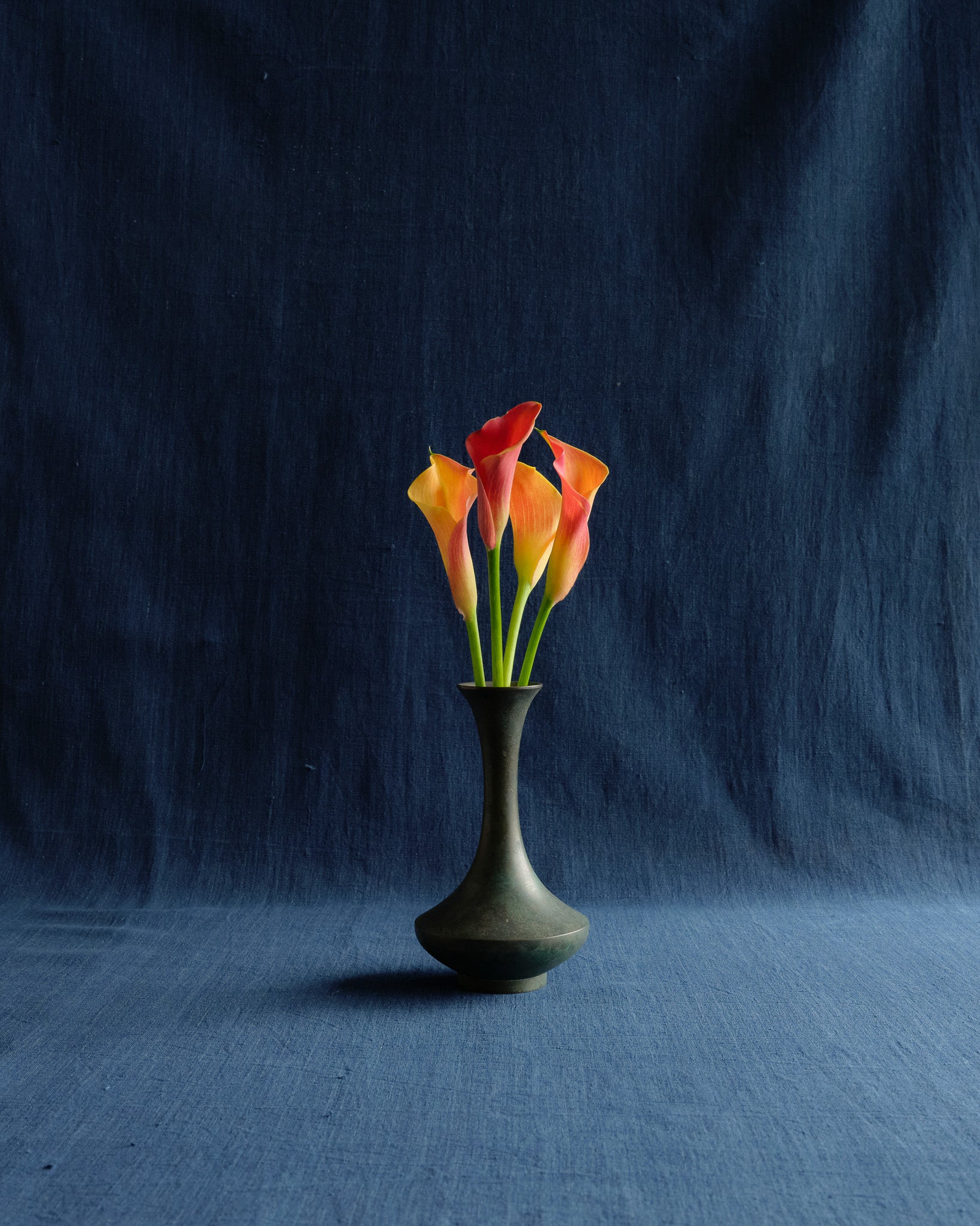 Bronze Silhouette Vase – Marseille Blue