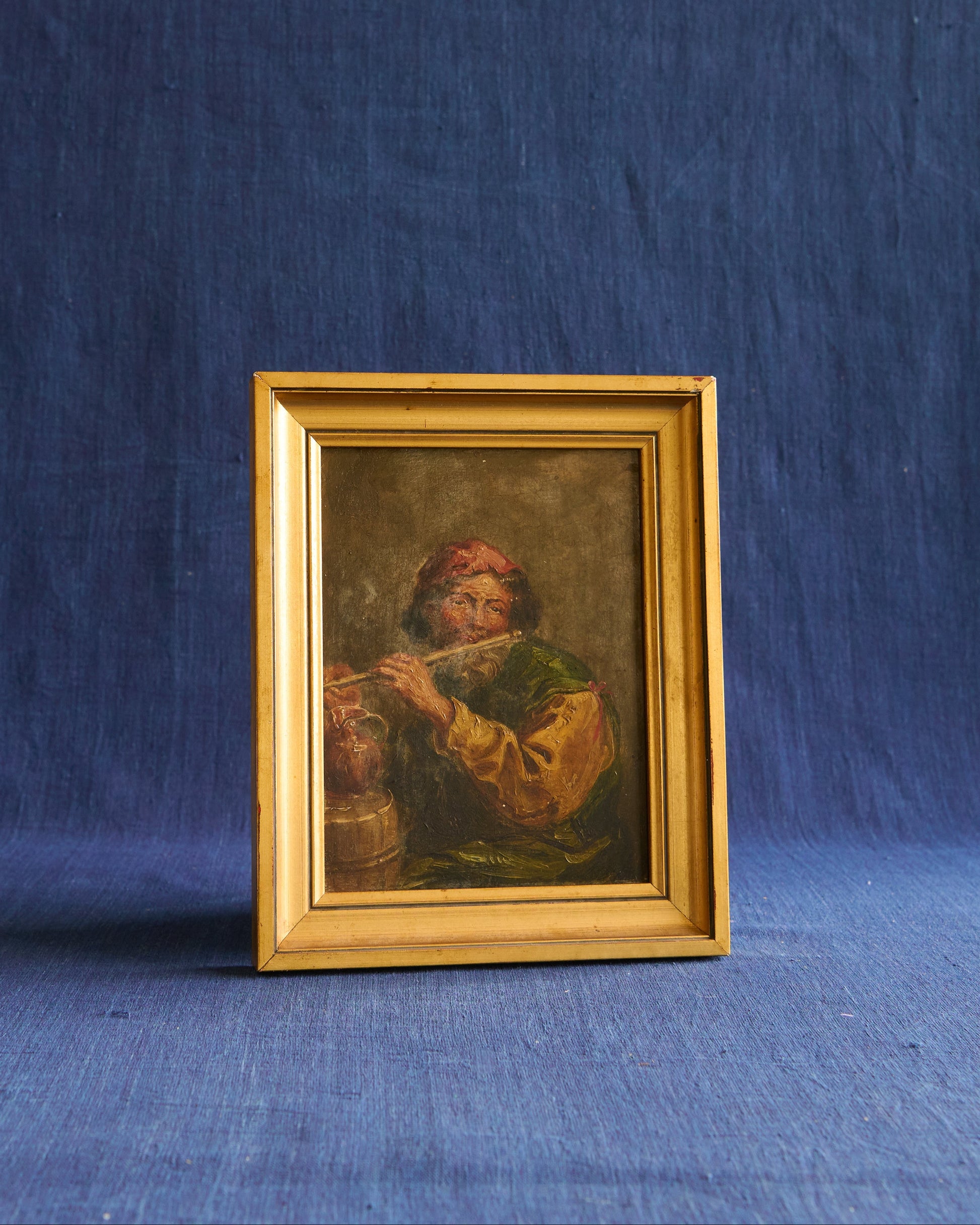 The Flute Player - French Oil on Canvas, Late 19th Century
