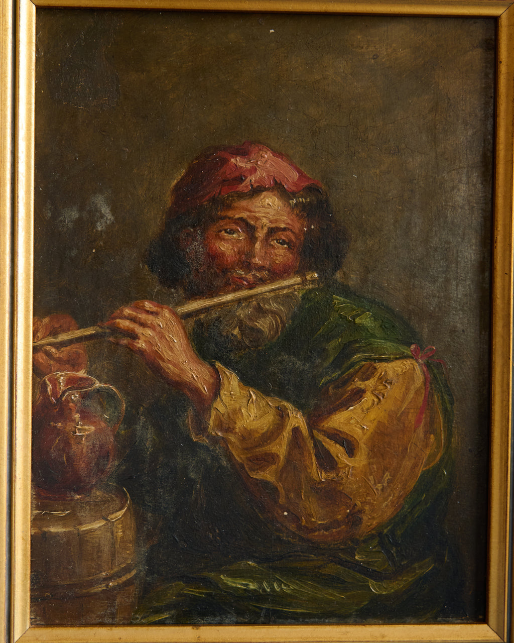 The Flute Player - French Oil on Canvas, Late 19th Century