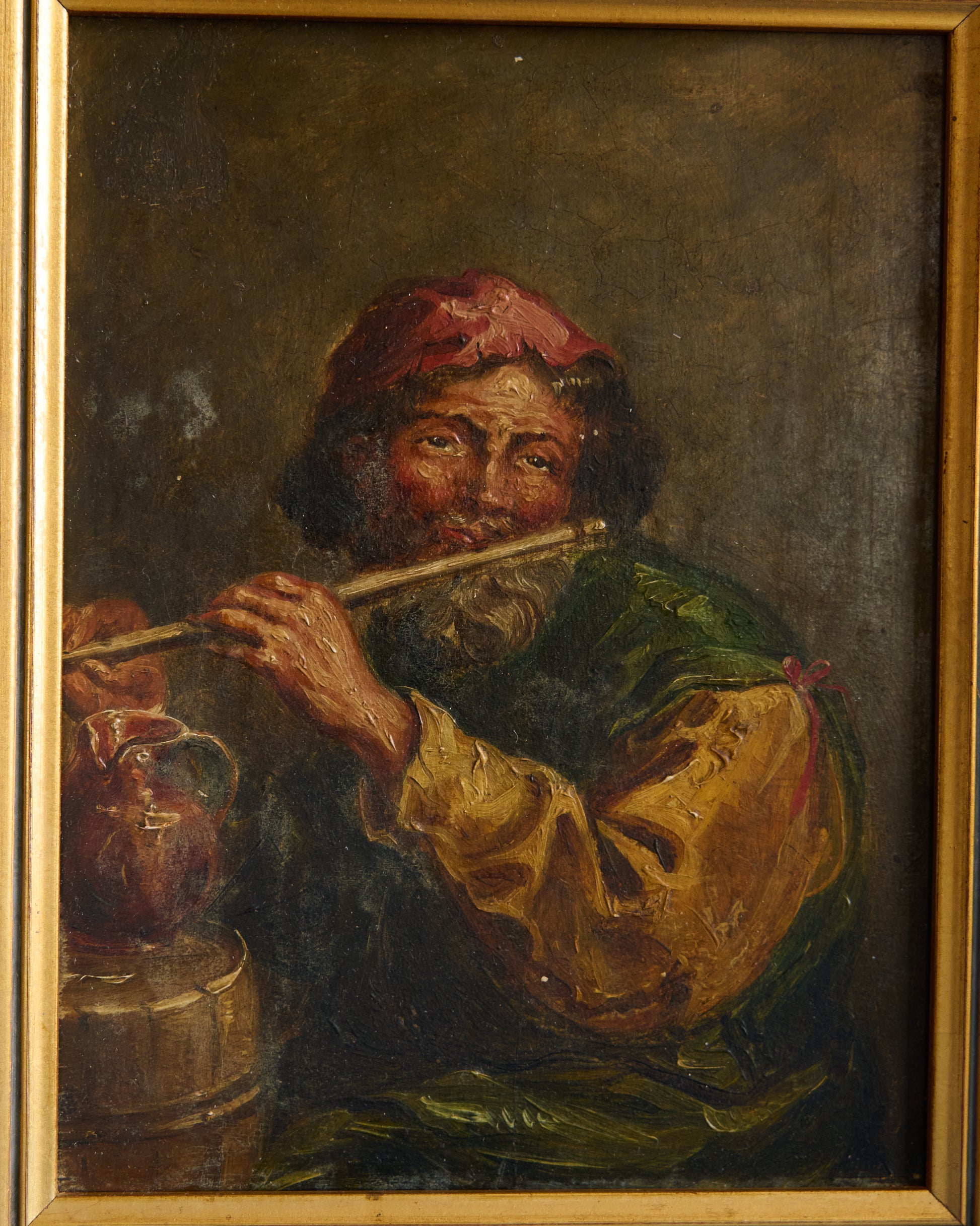 The Flute Player - French Oil on Canvas, Late 19th Century