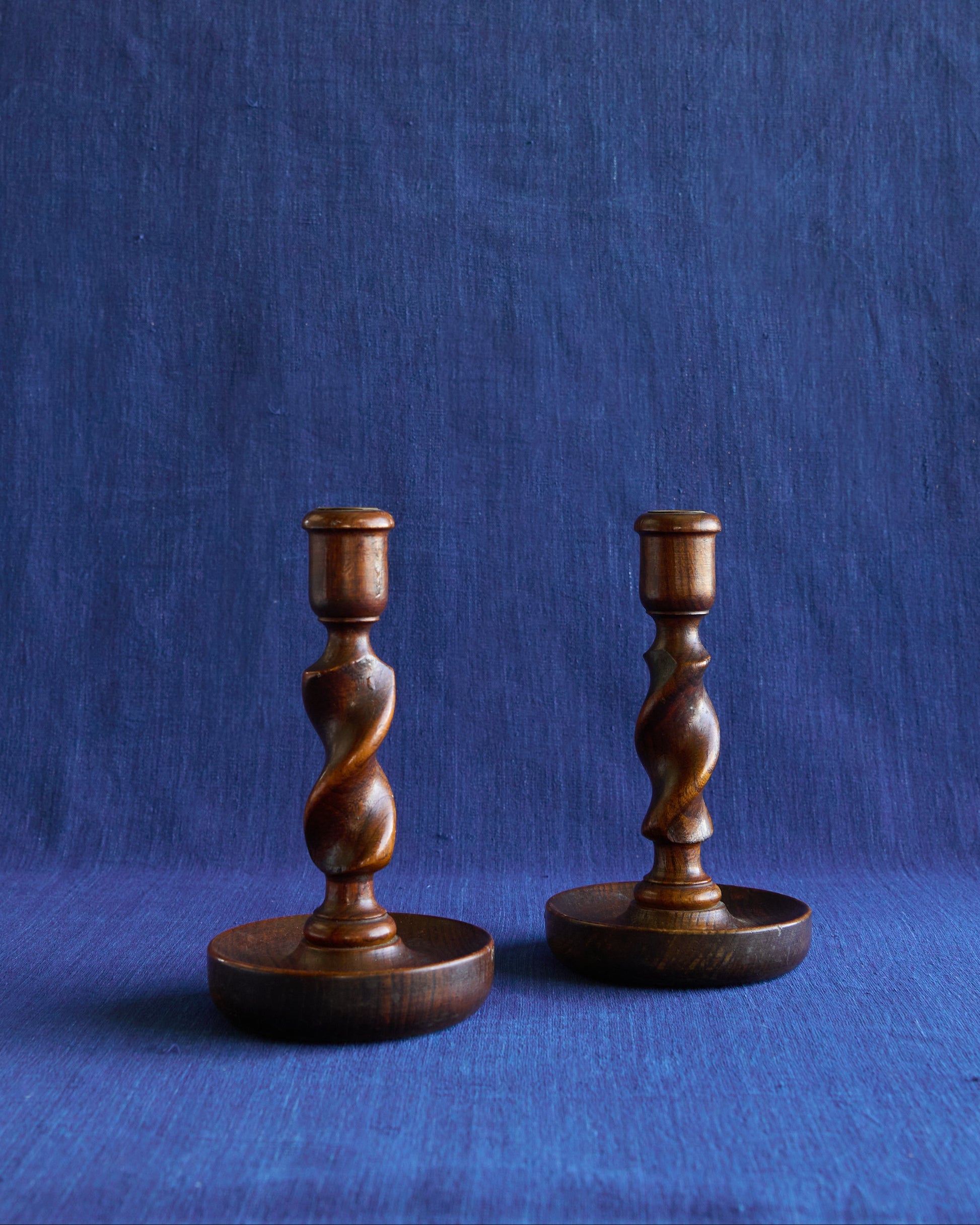 The Spiral Pair - English Barley Twist Candlesticks, c.1900