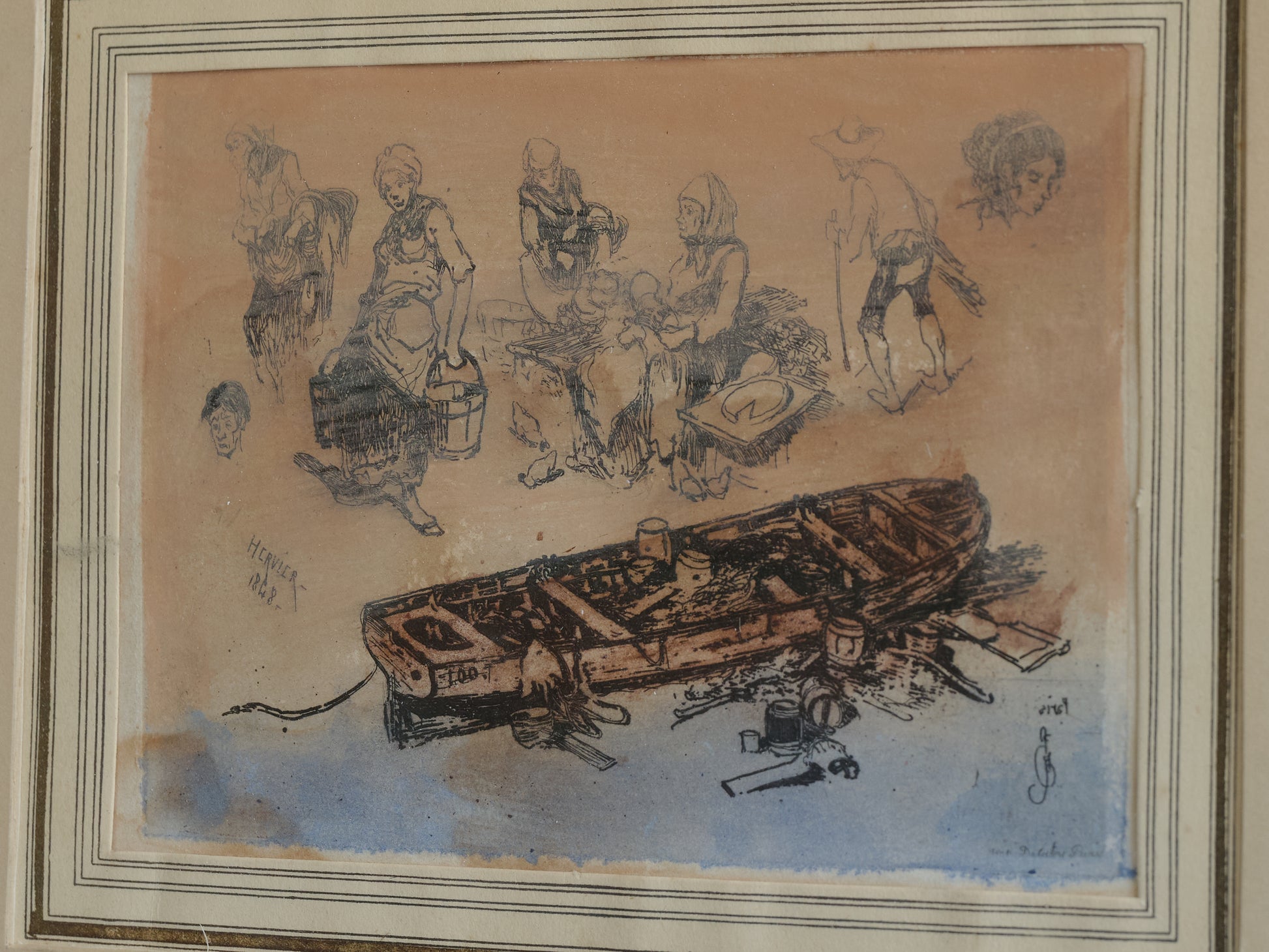Hand-Colored Etching by Adolphe Hervier, 1848