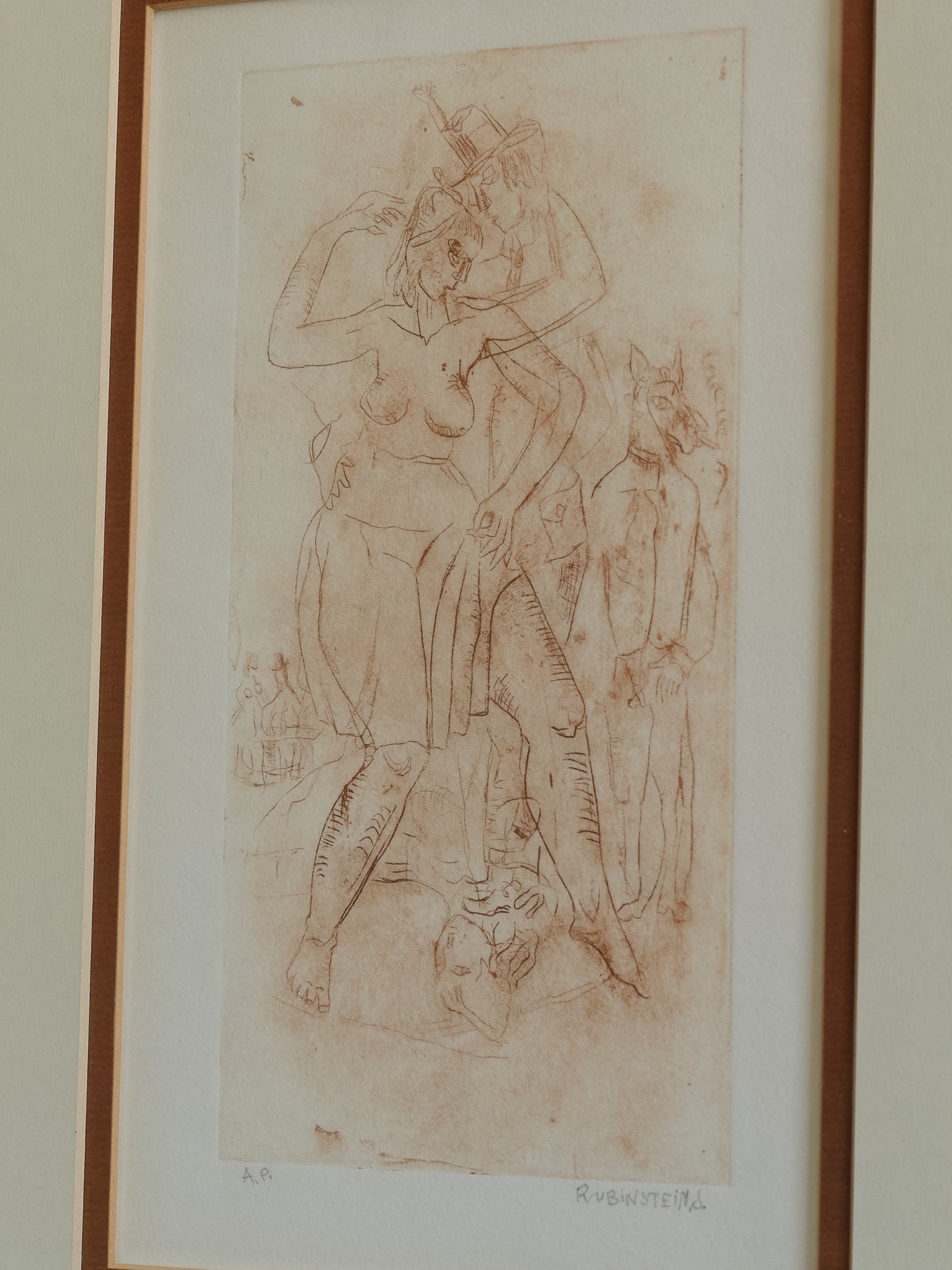 Framed Rubinstein Artist’s Proof Etching