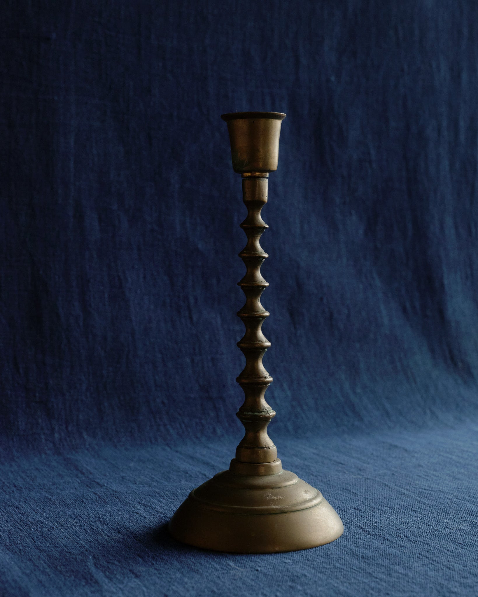 Korean Turned Brass Candlesticks