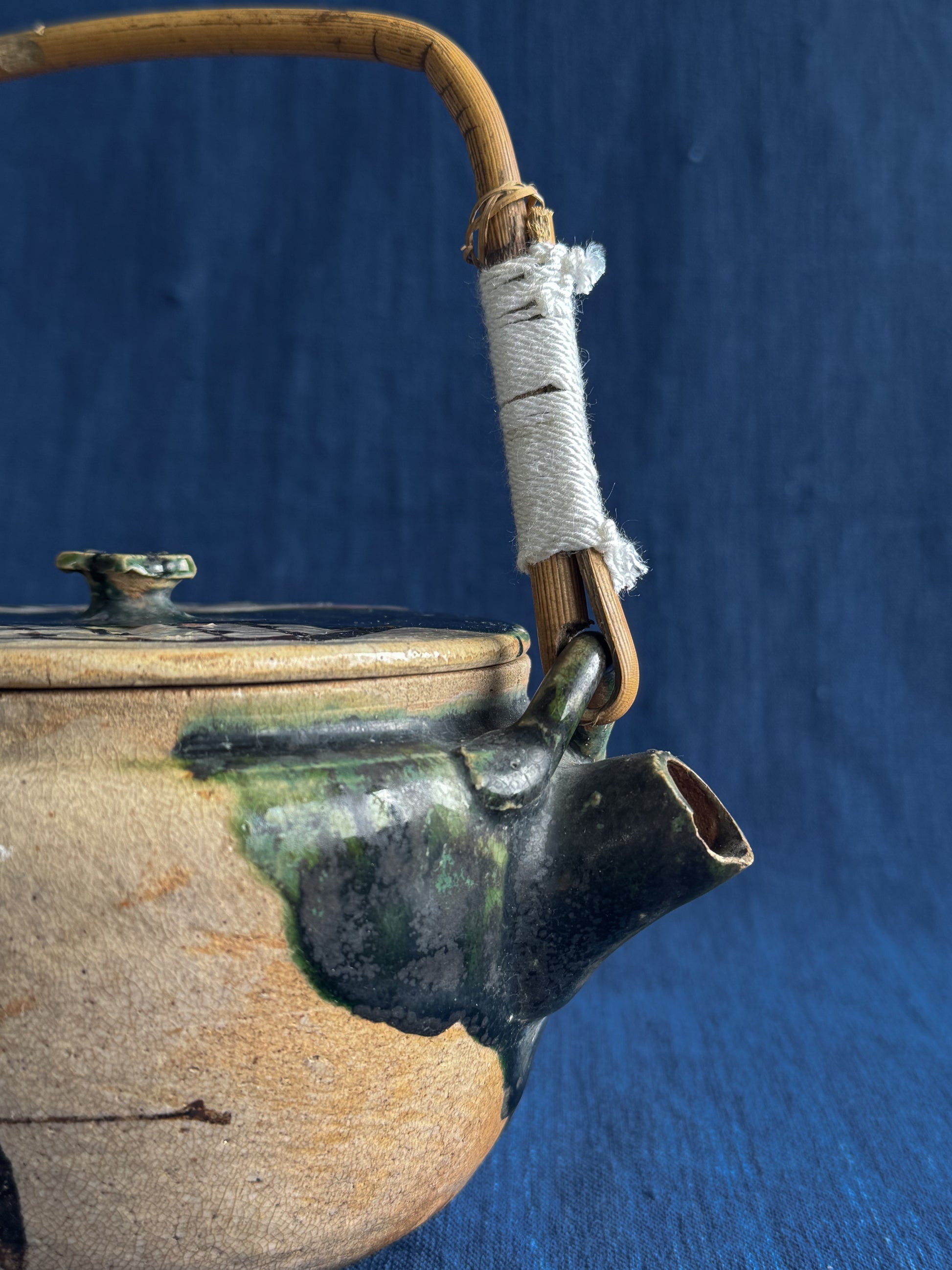 Oribe Teapot with Bamboo Handle