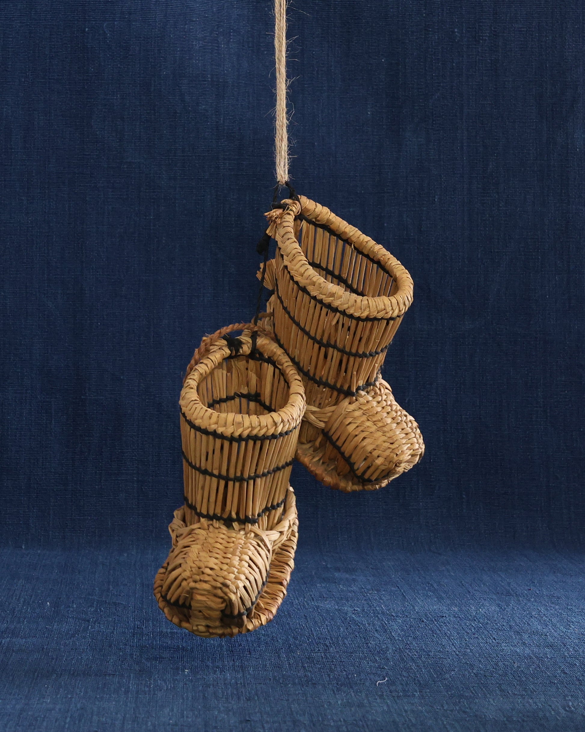 Miniature Woven Straw Boots